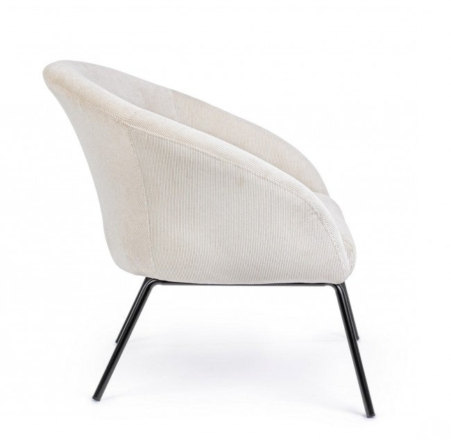 Fauteuil en métal velours blanc Aiko Velvet 80 x 76 x 75 cm