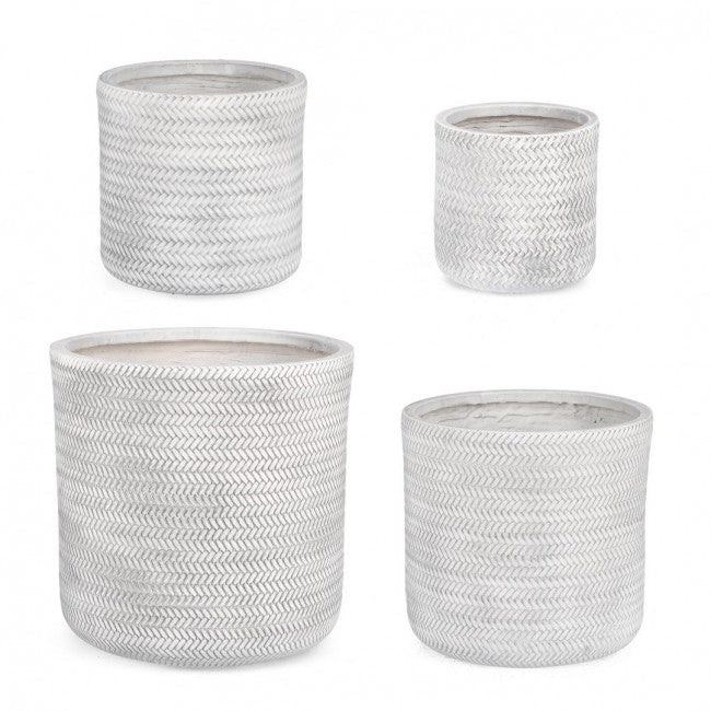 Set4 P.Vase Tressage Cil Blanc