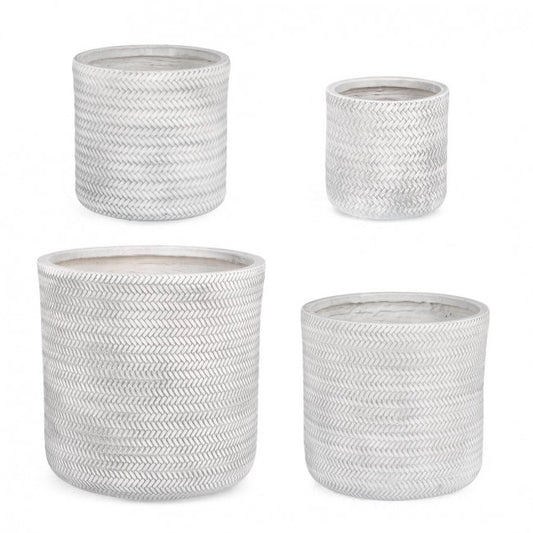Set4 P.Vase Tressage Cil Blanc