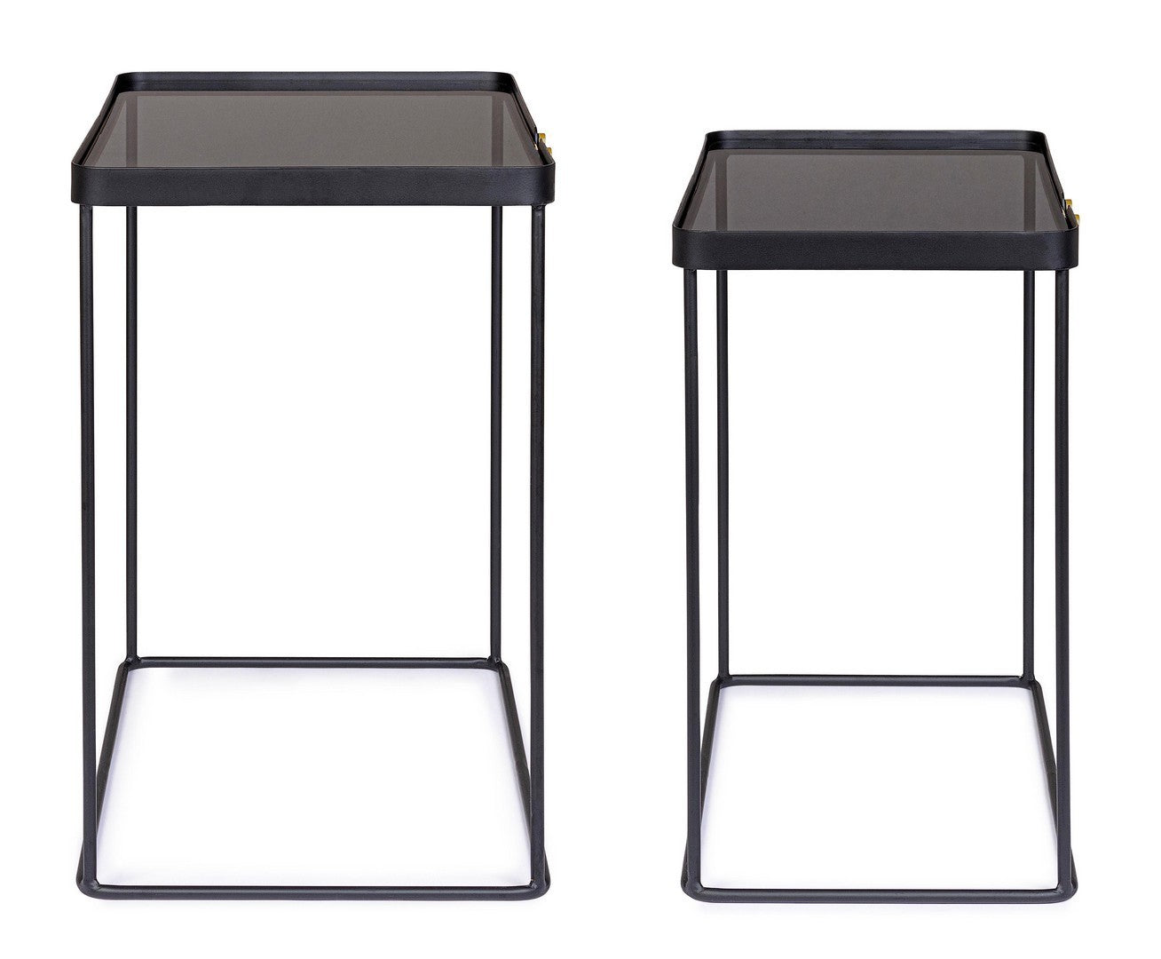 Set de 2 tables basses rectangulaires en acier noir Zeina