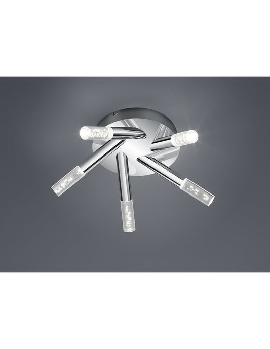 Plafonnier Salle de Bain Chromé 5 Cylindres LED Bolsa IP44 Trio Lighting