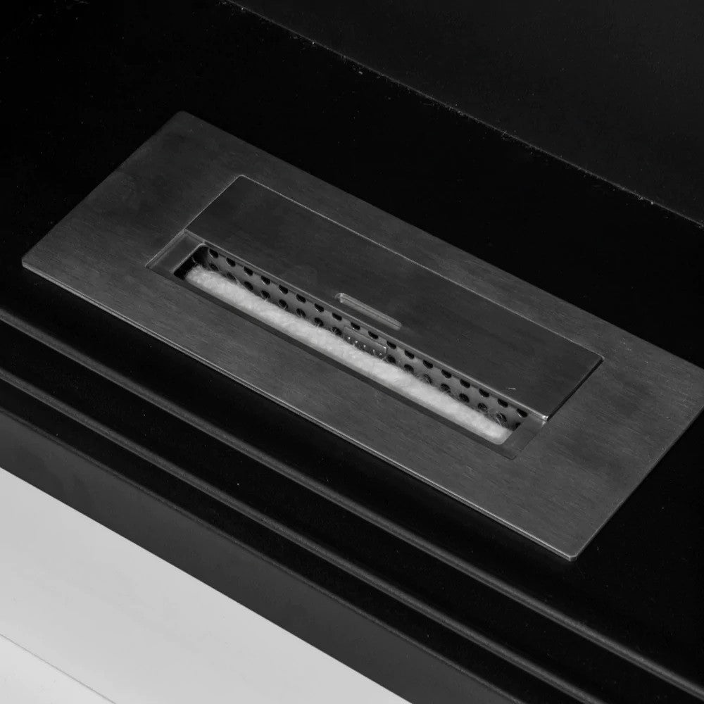 Cheminée au bioéthanol Cambridge biocheminée au sol en bois blanc 110x37xh.102 cm