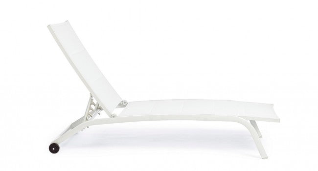 Bain de soleil Cleopas en aluminium blanc-blanc avec roulettes
