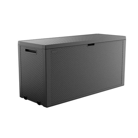 Malle coffret Emily en finition résine tressée graphite 118x45xh.57 cm