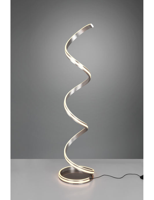 Lampadaire Moderne Yara Spirale Nickel Led Variateur Trio Éclairage