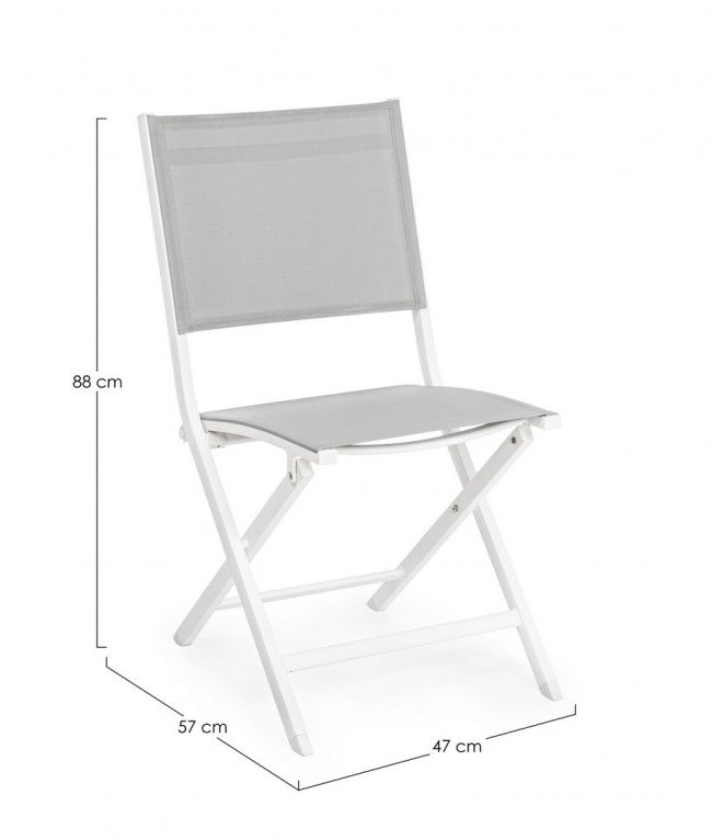 Chaise d'extérieur en aluminium gris blanc Elin 47X57X H88 Cm
