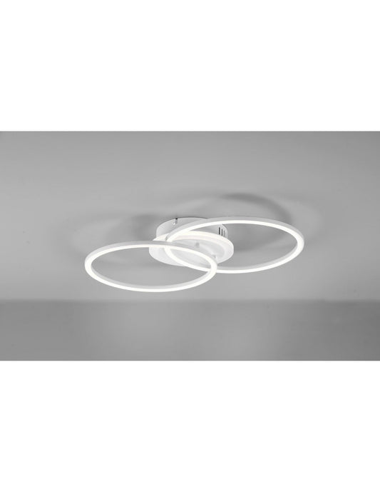 Plafonnier 2 cercles LED 4000k Variateur Venida Blanc Trio Lighting