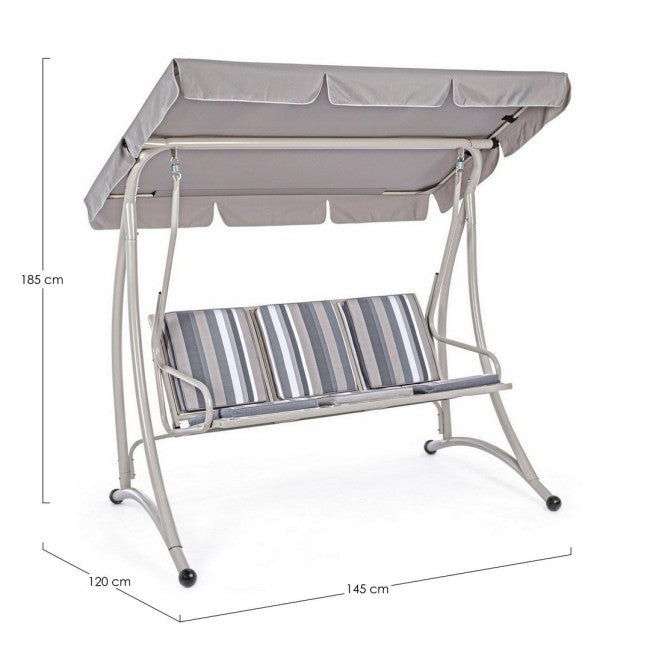 Balançoire trois places en acier Ivoire GRELY 190x120x h185 cm