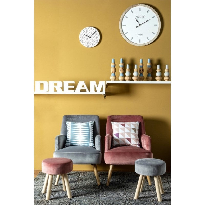 Fauteuil de salon vintage en velours Rose Antique ADELINE 60x67x h79 cm