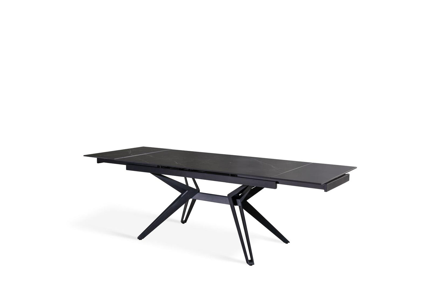 Table extensible noir mat 90 cm x 160-240 cm H. 76 cm