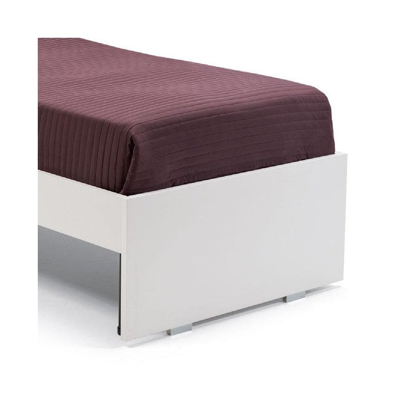 Lit double pour chambre couleur frêne blanc 200x171xH 98 cm