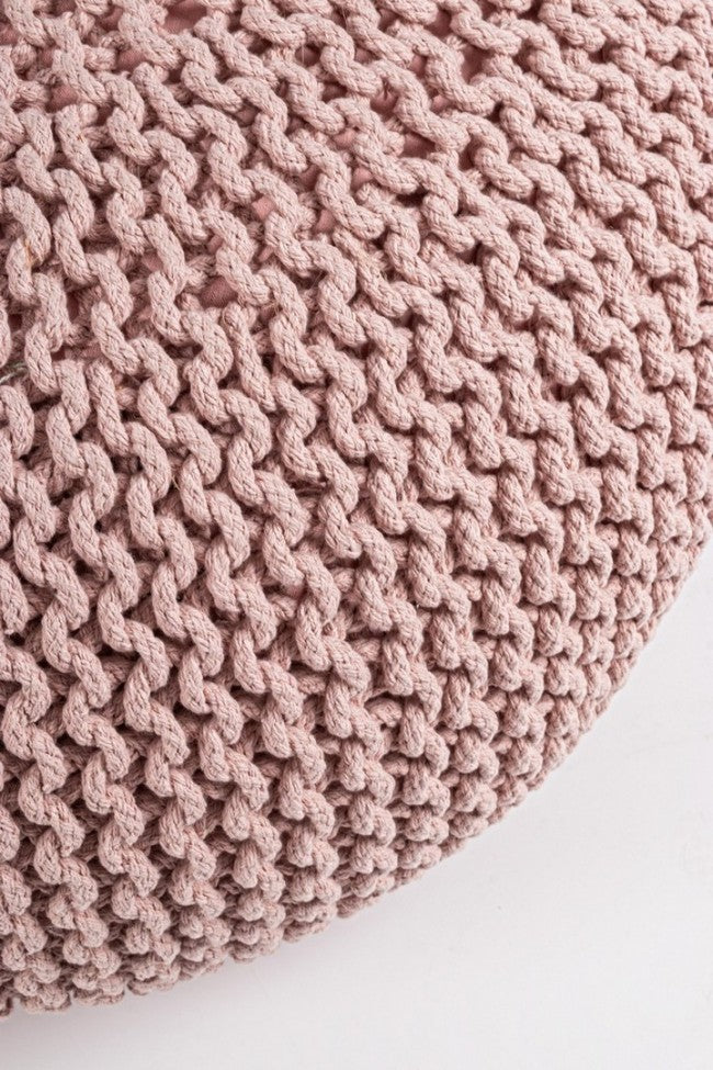 Pouf d'ameublement tressé rose design 80 cm