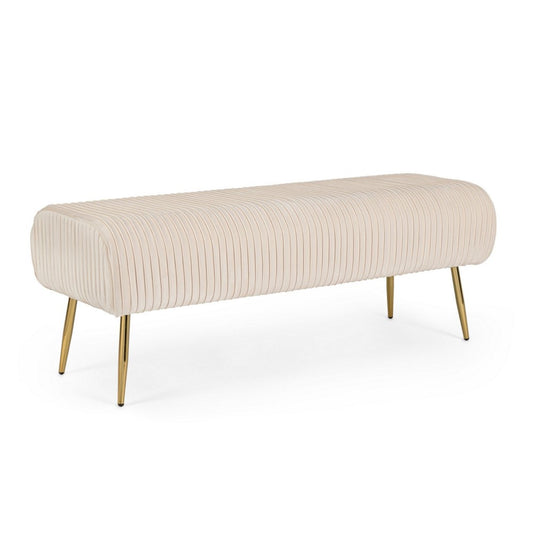 Selena Crema Banquette 2 places en velours 129x45,5x48 cm