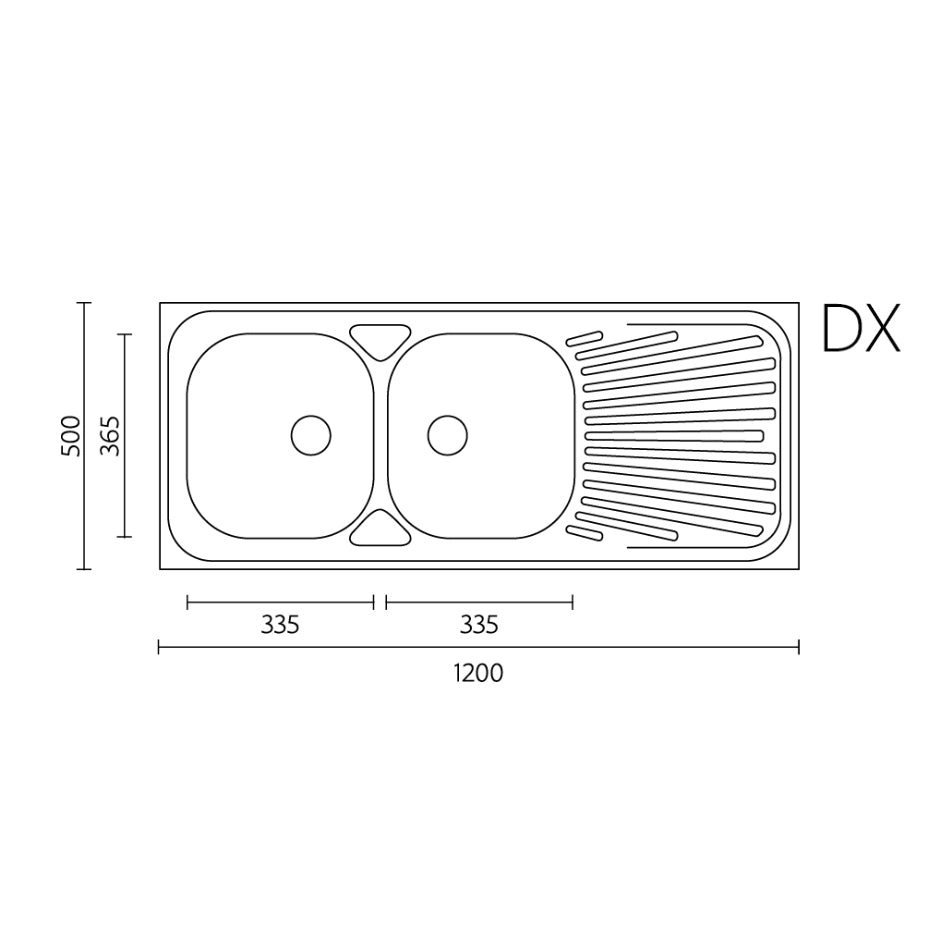 Évier à poser en acier modèle La01 Cm 120X50