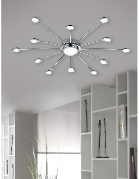 Plafonnier Moderne 13 LED Dimmables Bodrum Ø100 cm Chrome Trio Lighting