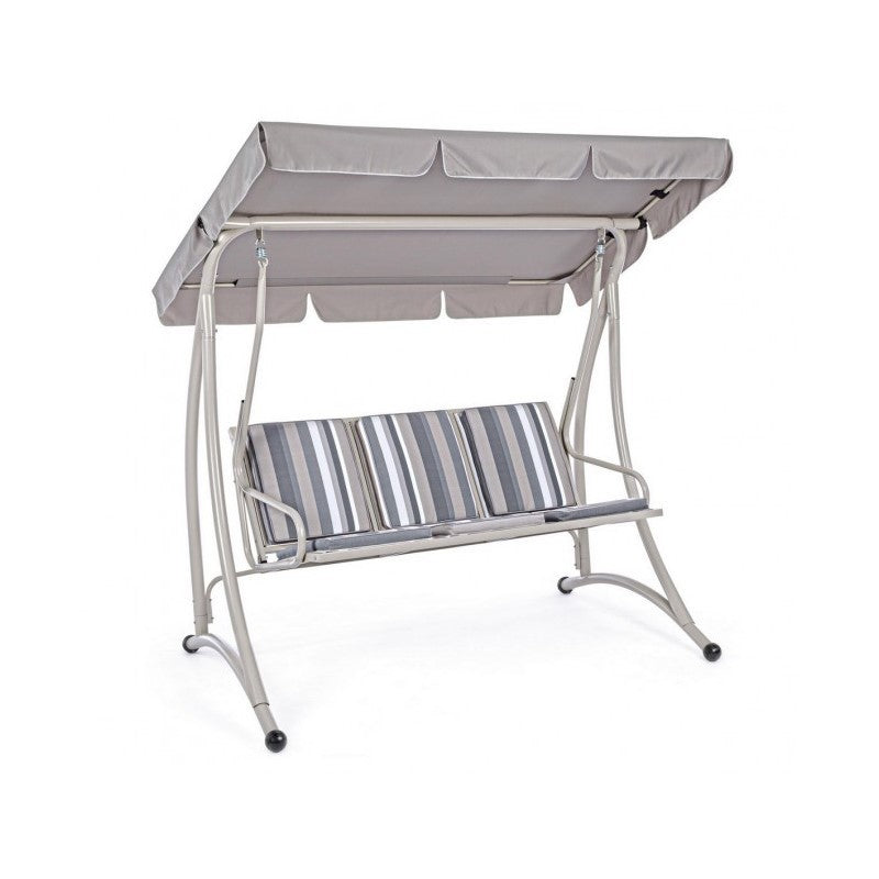 Balançoire trois places en acier Ivoire GRELY 190x120x h185 cm