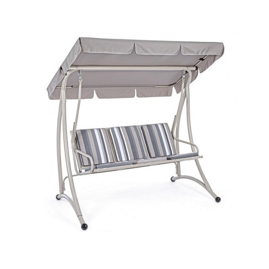 Balançoire trois places en acier Ivoire GRELY 190x120x h185 cm