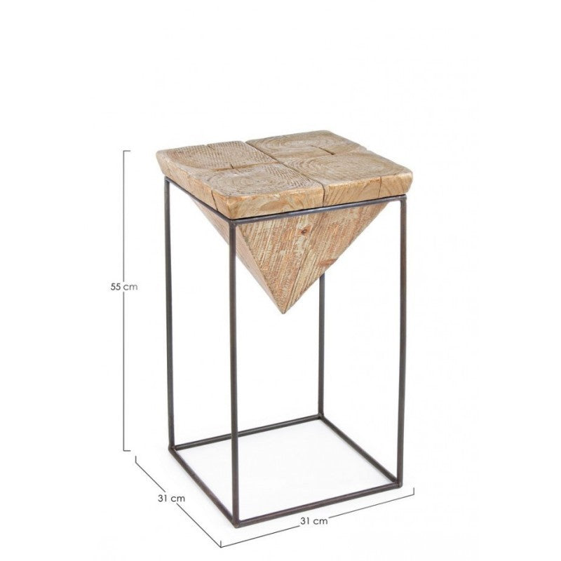 Tabouret en acier avec assise en sapin PRISMY 31x31xh.55 cm