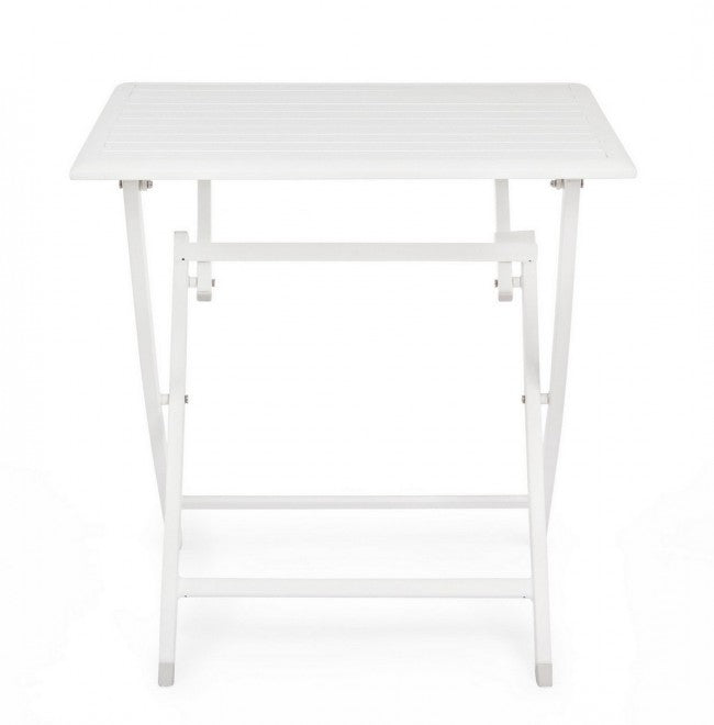 Table d'extérieur pliante en aluminium blanc ELIN 70x70x h71 cm