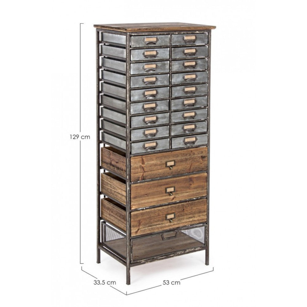 Commode OFFICINA en acier et bois 129,5h cm