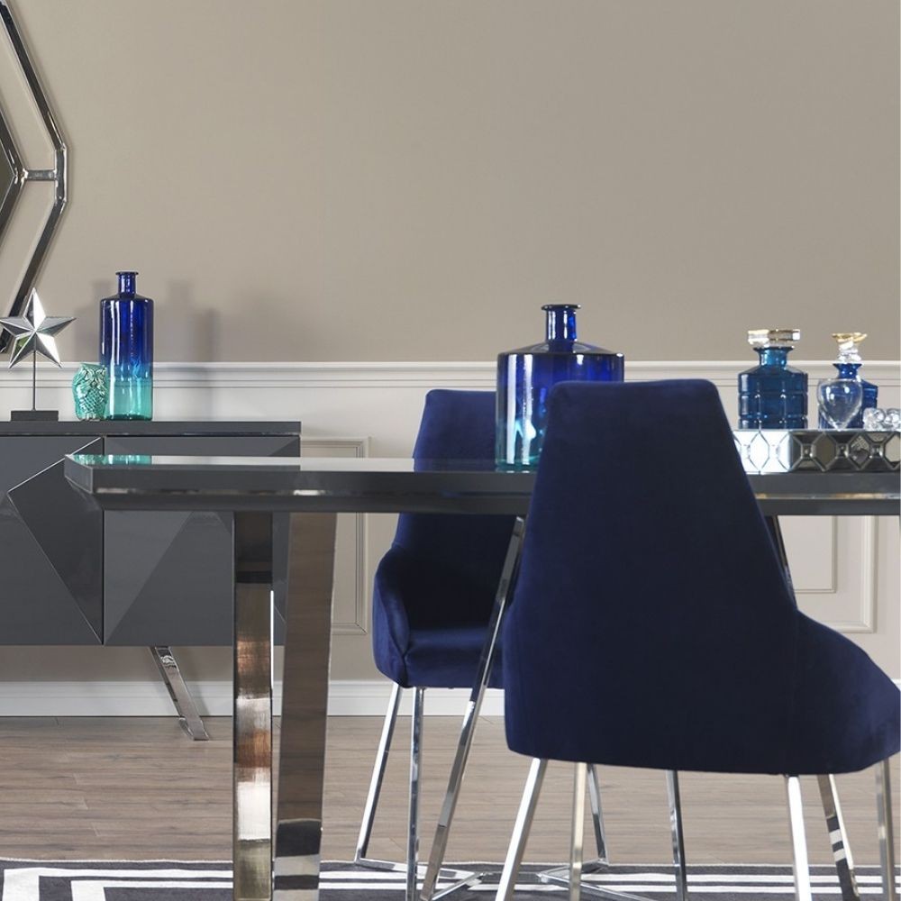 Chaise Enzio en tissu bleu parlement