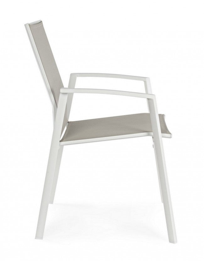 Chaise de jardin blanche Cruise avec accoudoir
