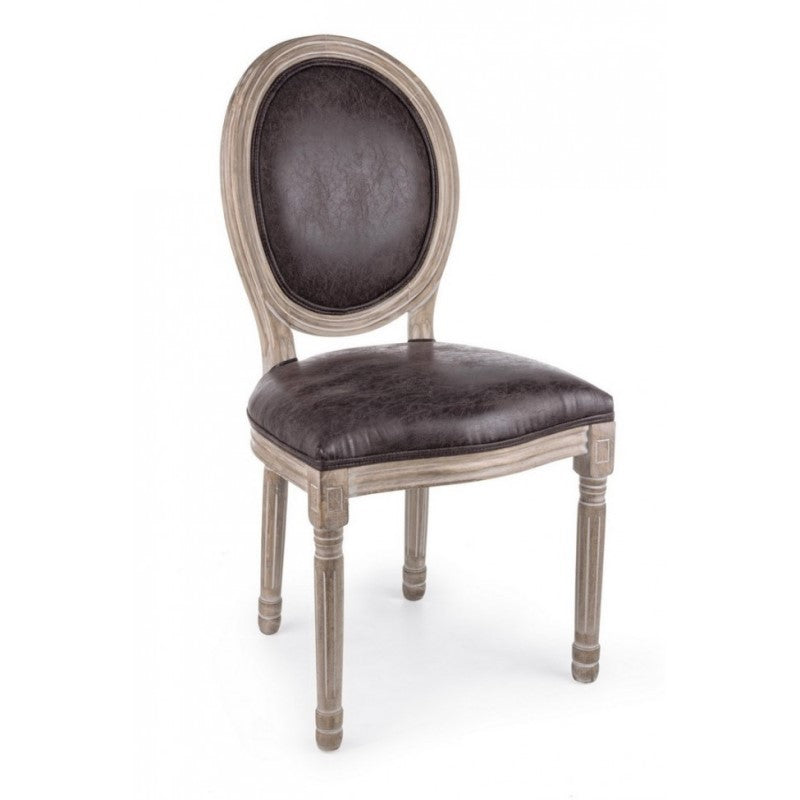 Chaise de style classique MATHILDE en bois recouvert 96h cm