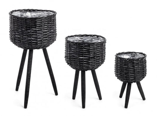 4x Set3 C. Vase trépied noir