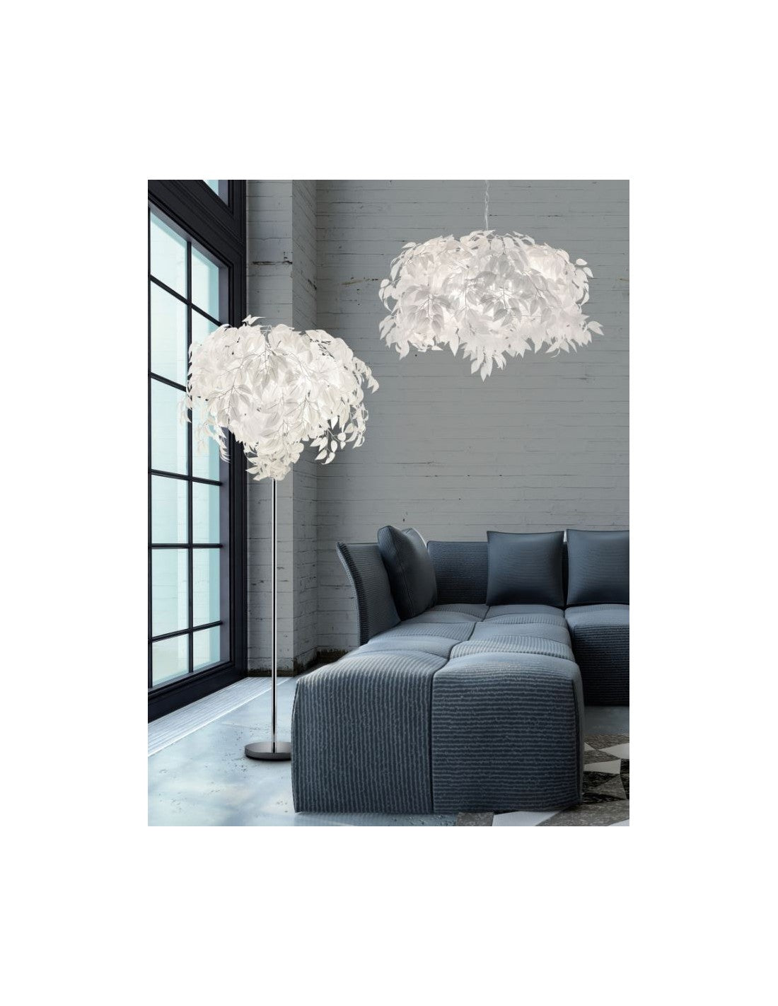 Lustre 4 Lumières Lavable Feuilles Blanches Feuilles Ø70 cm Trio Lighting