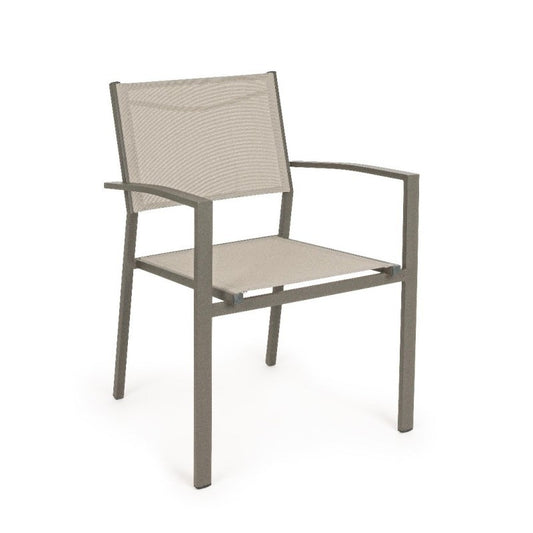 Chaise d'extérieur avec accoudoirs en aluminium anthracite Hilla 57X60X H88 Cm