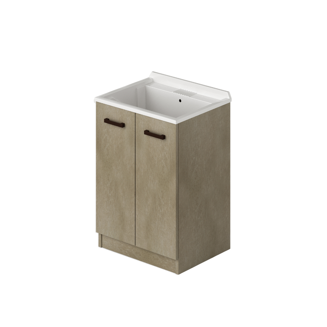 Meuble lavabo à linge 2 portes coloris Clay H86x61x50cm