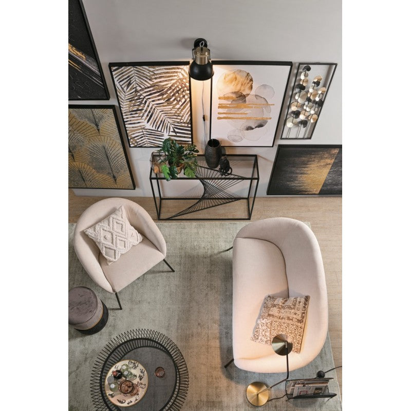 Canapé en acier velours blanc Aiko Velvet 142 x 80 x 75 cm