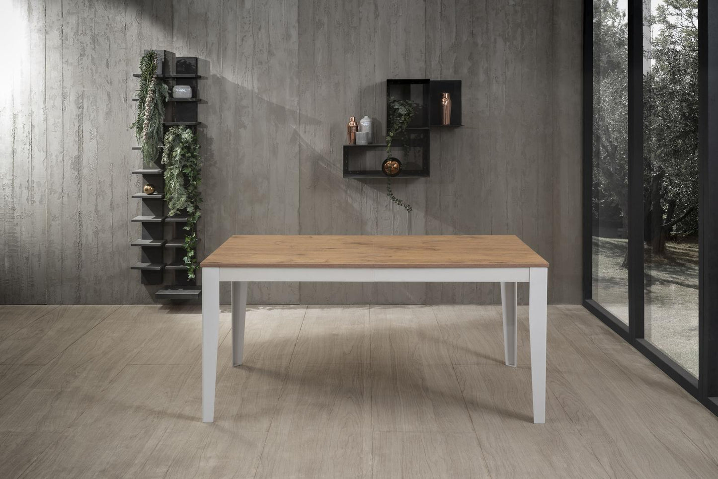 Table extensible en chêne 90 cm x 156- 316 cm H. 76 cm