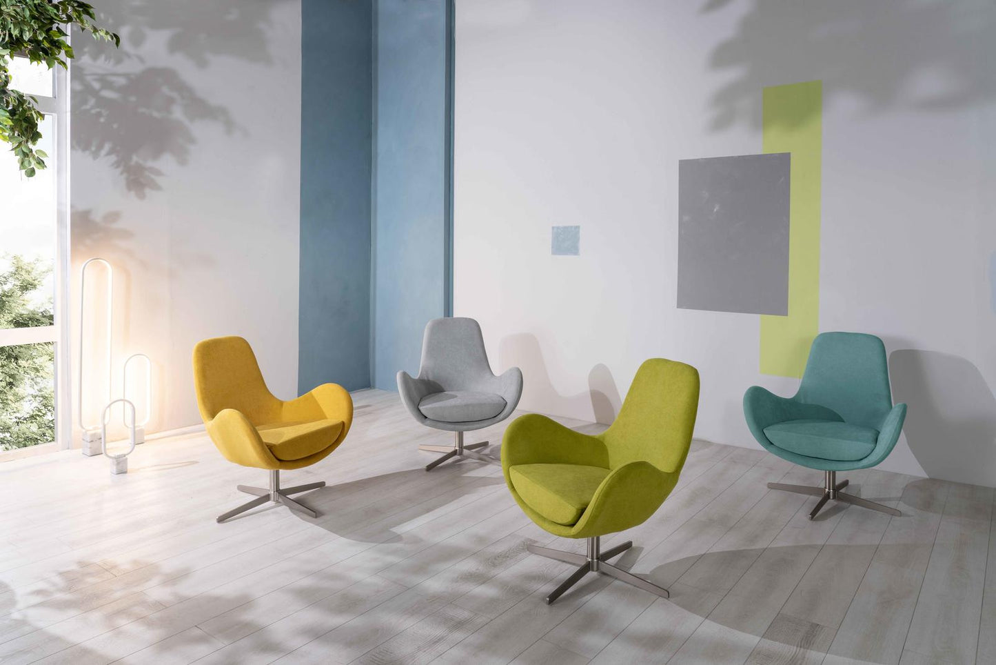 Fauteuil pivotant vert 64 cm x 72 cm H. 42 cm