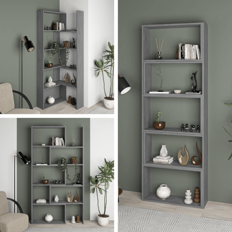 Bibliothèque d'angle extensible Wish gris rétro 200h