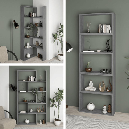 Bibliothèque d'angle extensible Wish gris rétro 200h