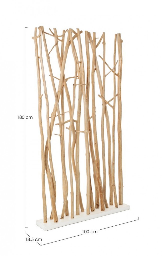 Paravent Aili en bois naturel 100x18,5x180h cm