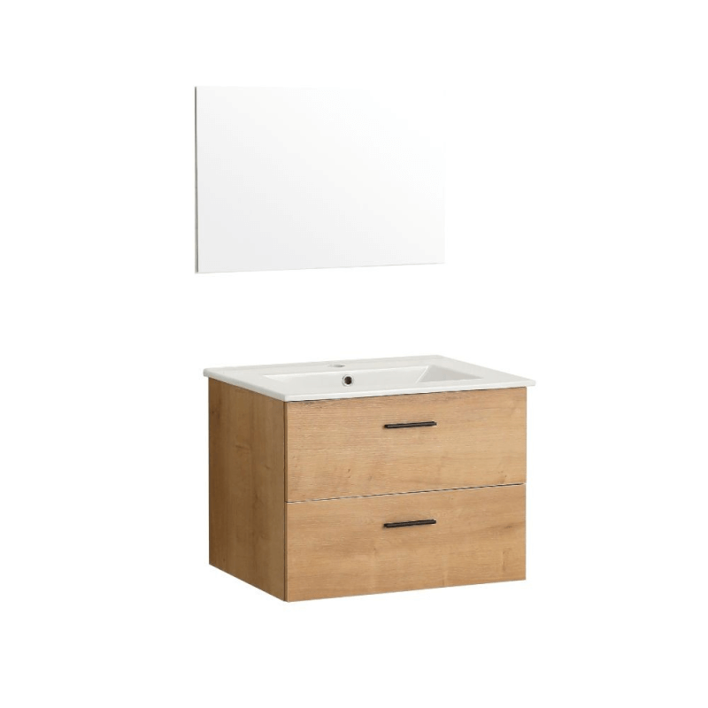 Meuble de salle de bain suspendu Lario chêne 80x46