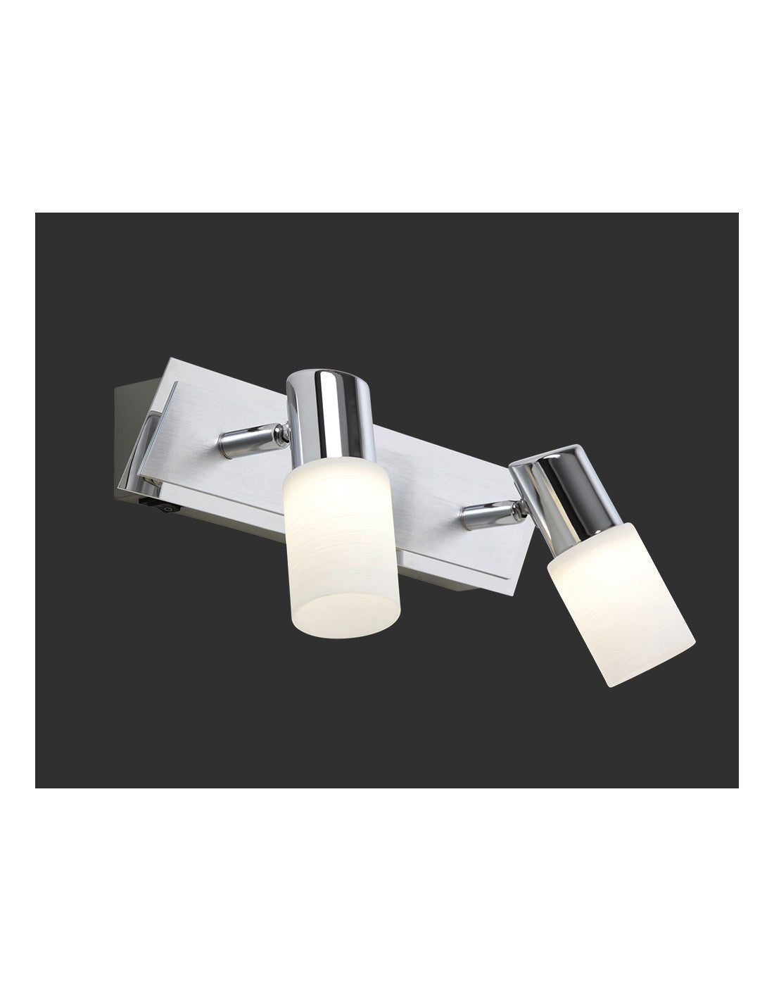 Spot Clapton 2 spots LED Chrome et verre blanc L36 cm Trio Lighting