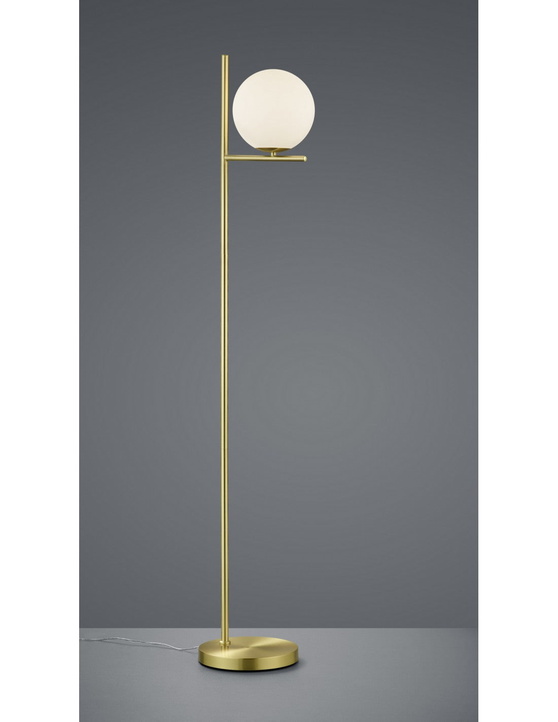 Lampadaire Sphère Verre Blanc Laiton H150 cm Pure Trio Lighting