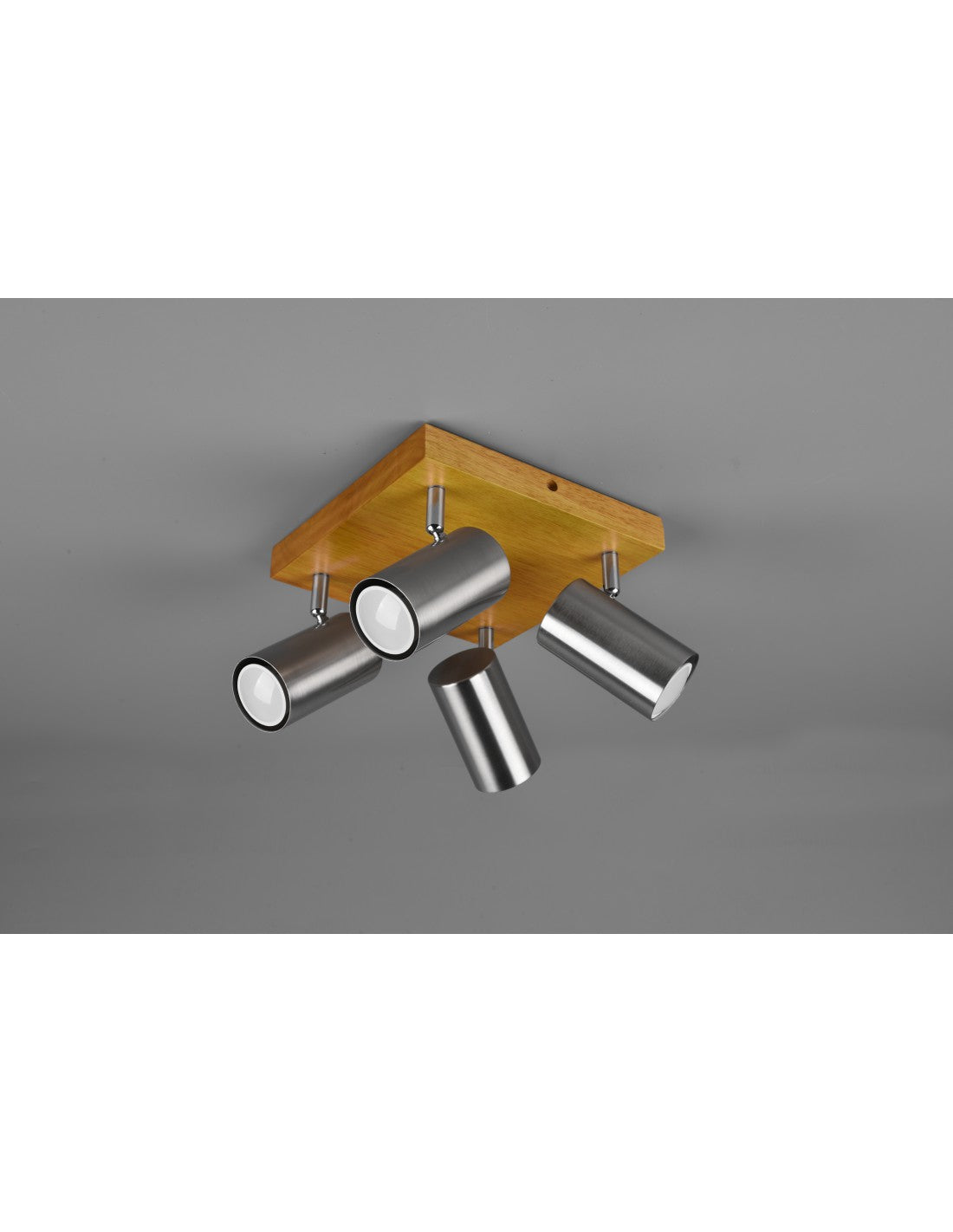 Spot Marley 4 Spots GU10 Nickel Et Bois 22x22 cm Trio Lighting