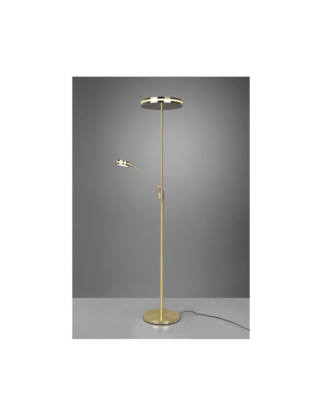 Lampadaire Tactile Variateur Led Avec Spot De Lecture Franklin Laiton Satiné Trio Éclairage