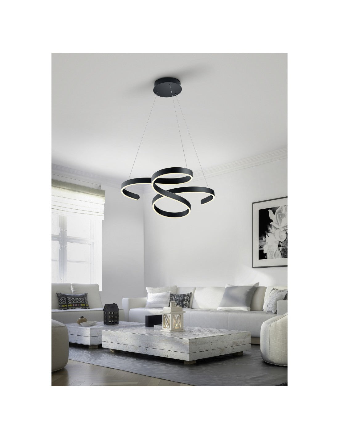 Suspension Trio Éclairage Francis Vortici Anthracite Led 52w Dimmable