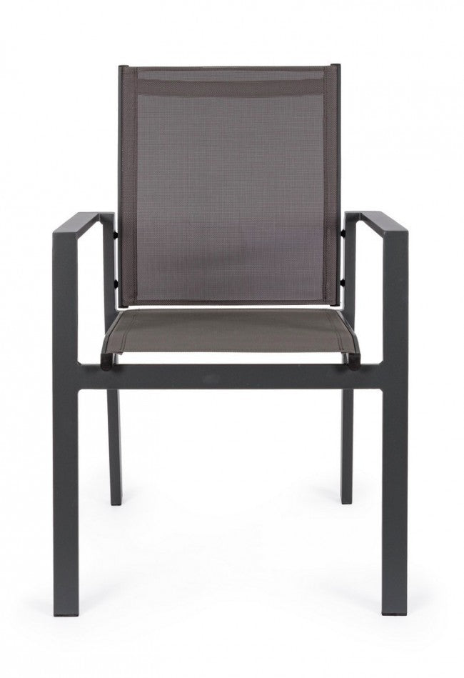 Chaise d'extérieur Crozet avec accoudoirs anthracite foncé