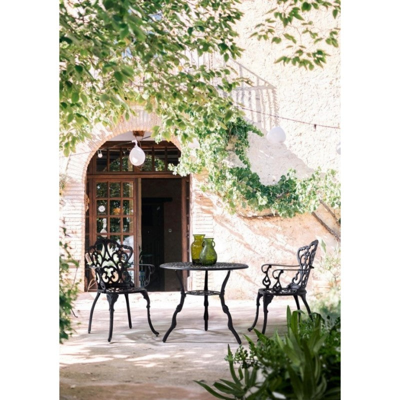 Table d'extérieur VICTORIA en aluminium anthracite diamètre 80 x h67 cm