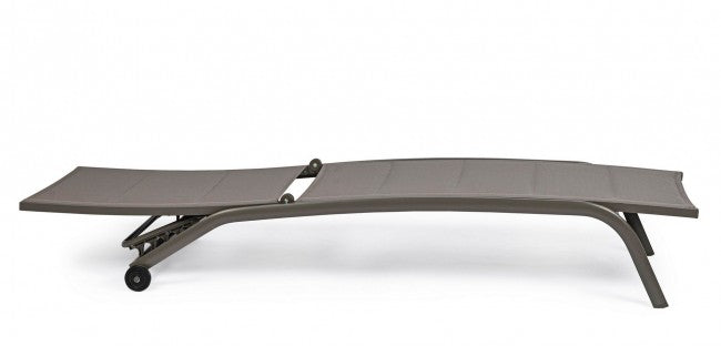 Bain de soleil en aluminium gris tourterelle avec roulettes Cléopas