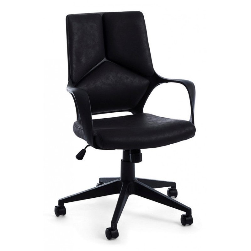 Fauteuil de bureau en tissu Damon avec dossier bas noir