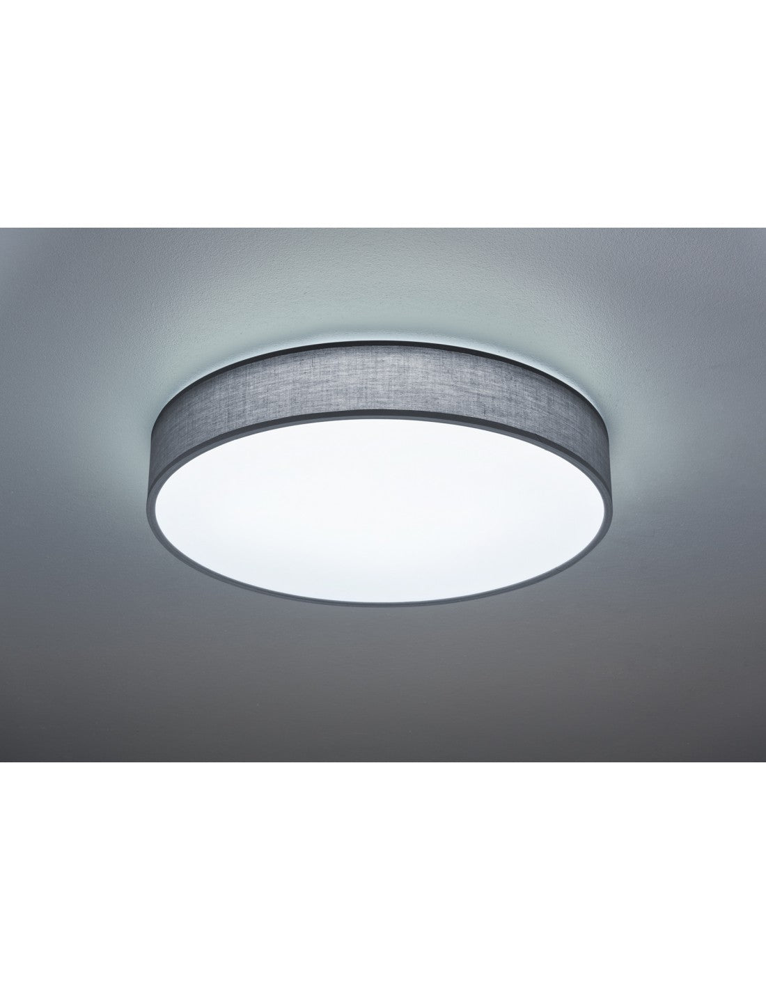 Plafonnier LED avec abat-jour en tissu gris Lugano Ø60 cm Trio Lighting