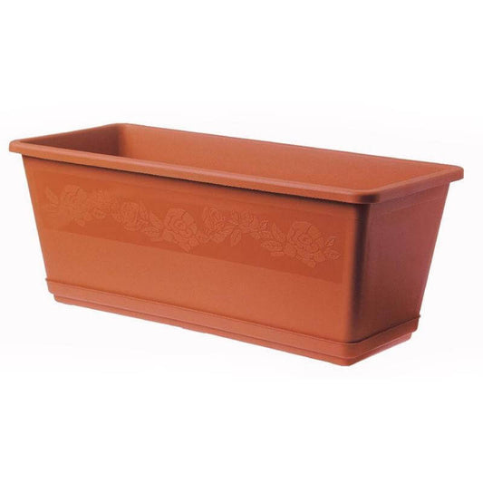 Vase Jardinière Balconella Avec Soucoupe 50 Cm Bama Terre Cuite Plastique