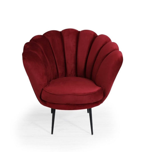 Fauteuil coque Orel en velours rouge 